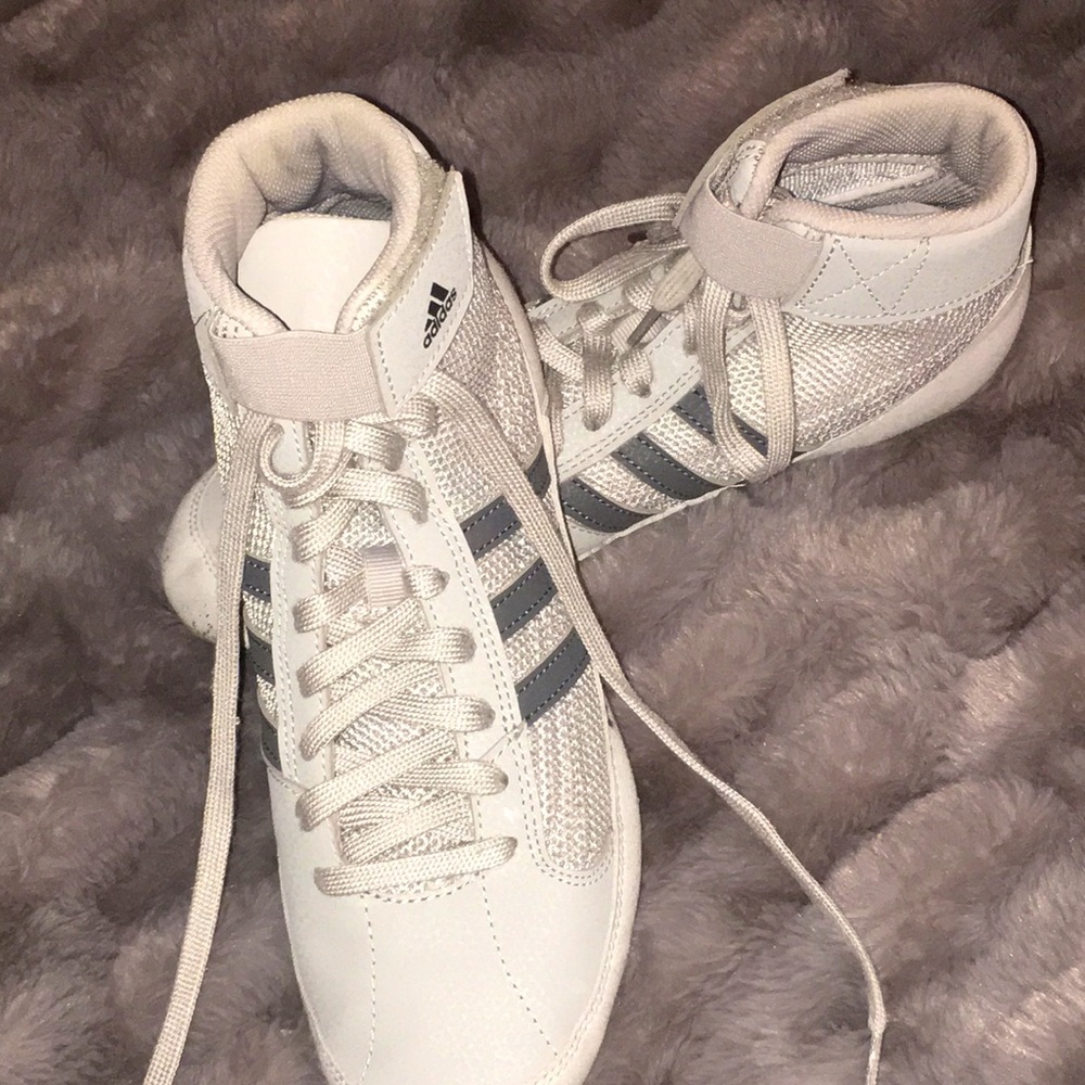 Wrestling shoes. Fairly new. Gray with dark gray stripes